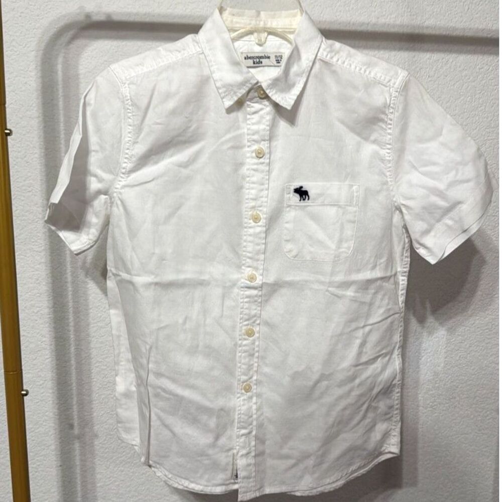 Abercrombie & Fitch Kids Boys Button Up Dress Shirt Size 11 White Gently Used